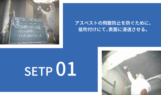 アスベストの飛散防止作業